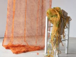 Cavaliere Tenda Organza Stropicciata Mantovana In Yuta Anelli Legno