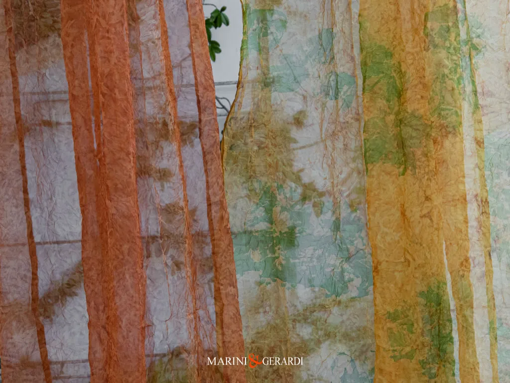 Cavaliere Tendaggi Splendidi Colori Organza Stropicciata Arancio Giallo Cavaliere Tendaggi Splendidi Colori Organza Stropicciata Arancio Giallo