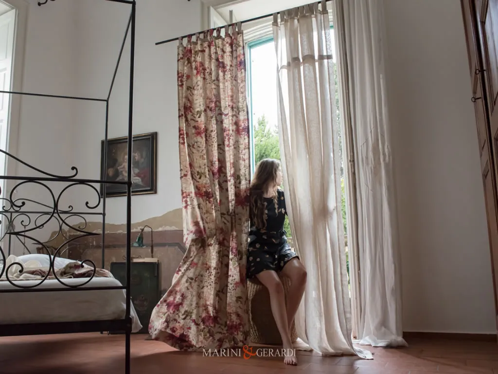 Isla Margarita Tenda Moderna Esclusiva Camera Da Letto Di Lino Fiori ISLA MARGARITA QUEEN - Tende Camera da Letto e Tende per Camerette