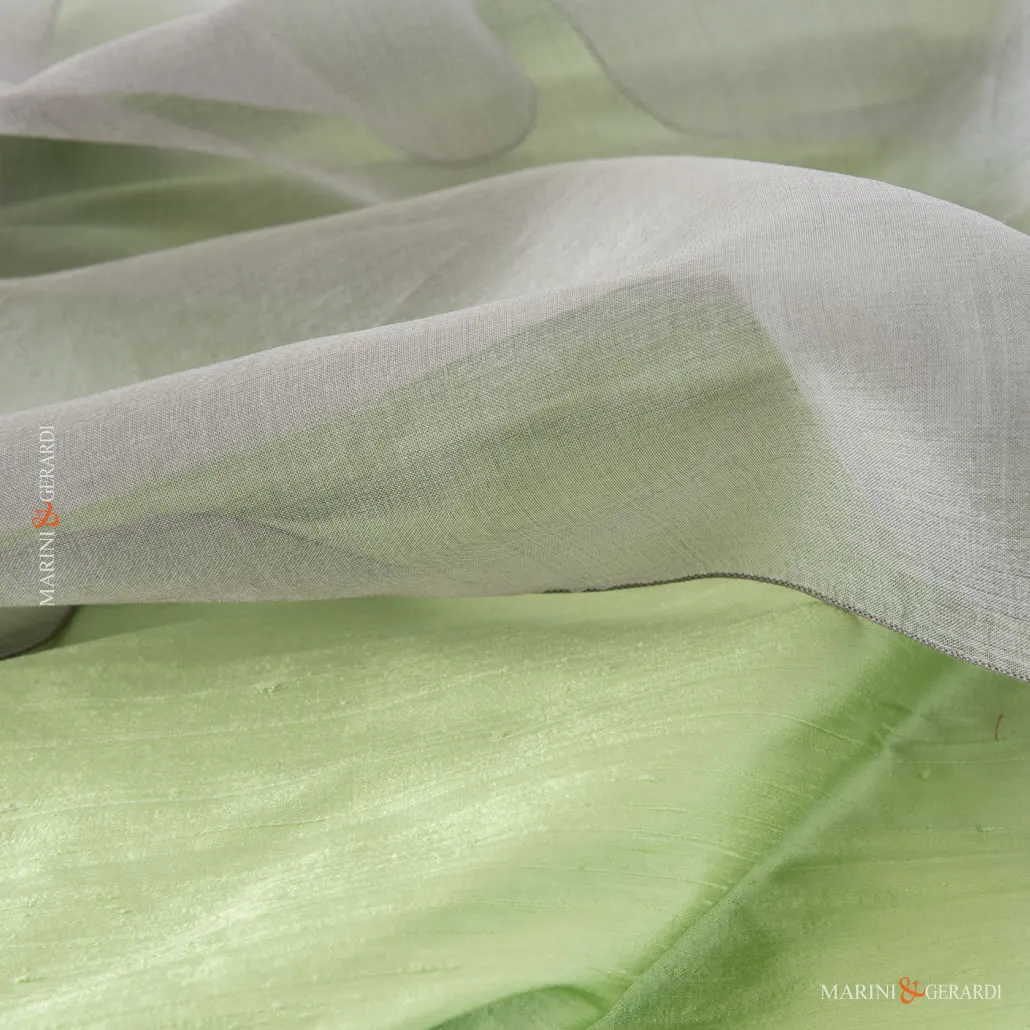 Tessuto Shantung In Seta Combinazione Verde Pistacchio