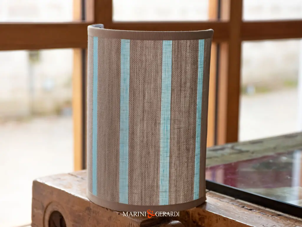 Applique Da Parete Moderne In Lino Righe celeste