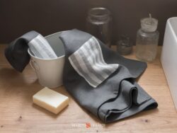Asciugamani Bagno Offerte Grigio Antracite Stripe Lino
