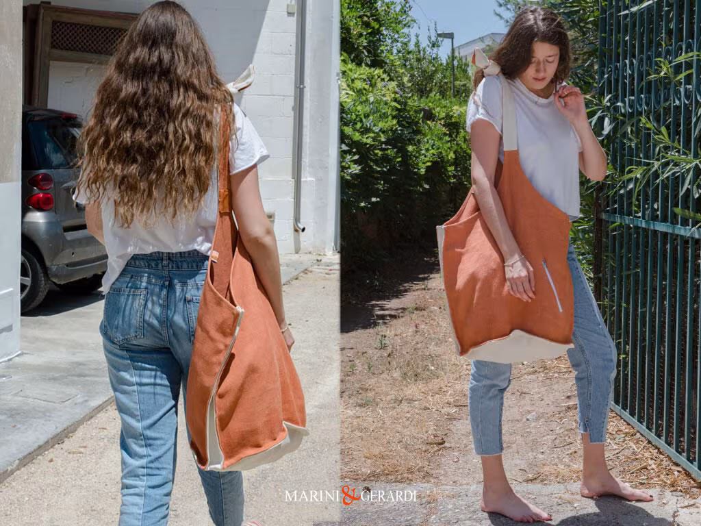 Borsa Tracolla Donna A Secchiello Juta Arancio Vale Borsa Tracolla Donna A Secchiello Juta Arancio Vale