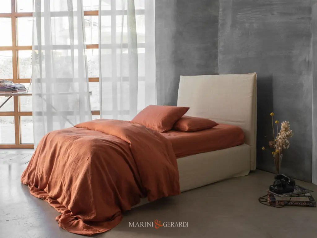 Copripiumino Matrimoniale Rosso Mattone Lord In Lino Prelavato Stone Washed Copripiumino Matrimoniale Rosso Mattone Lord In Lino Prelavato Stone Washed