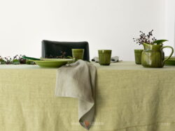 Home Tovaglie Con Tovaglioli Per Tavola Elegante In Lino Verde Pistacchio