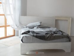 Lenzuola Federe Letto Matrimoniale In Legno Tessuto Lino Grigio Cenere