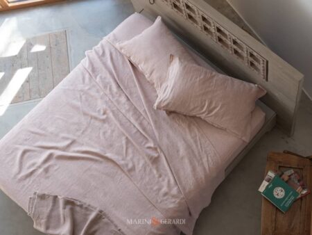 Lenzuola Federe Vino Rose Tessuto Lino Tinta Unita Le Dune