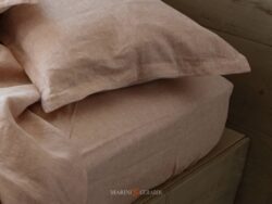 MOJAVE - Lenzuolo Sotto in Puro Lino Lavato Angoli - Colore Vino Rose