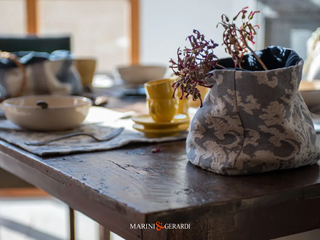 Porta Biscotti Porta Pane Per Colazione Jaquard In Lino Porta Biscotti Porta Pane Per Colazione Jaquard In Lino