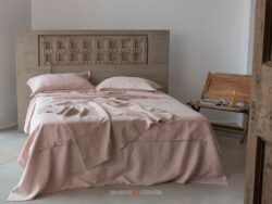 Set MOJAVE - Lenzuola Matrimoniali Lino Tinta Unita Vino Rose