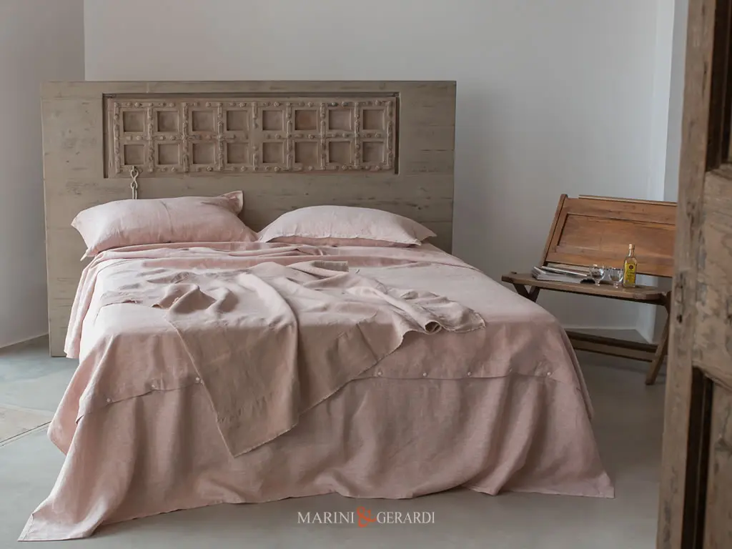 Set Letto Matrimoniale Singolo Lenzuola In Lino Vino Rose Set MOJAVE - Lenzuola Matrimoniali Lino Tinta Unita Vino Rose