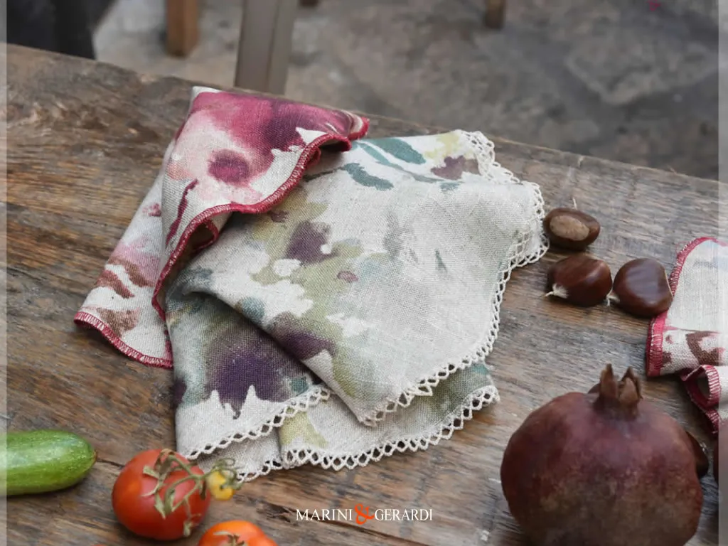 Sottopiatti Tovagliette Americane Rotonde Tessuto Lino Viscosa A Fiori Sottopiatti Tovagliette Americane Rotonde Tessuto Lino Viscosa A Fiori