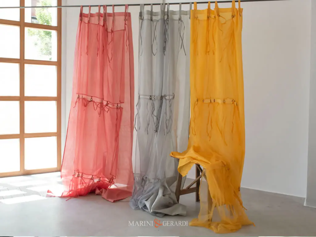 Tenda In Organza Doppio Velo Giallo Grigio Rosa Antico Tenda In Organza Doppio Velo Giallo Grigio Rosa Antico