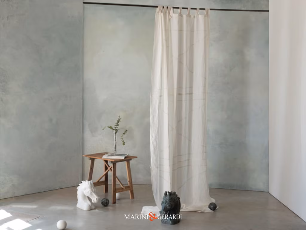 Tenda Per Camera Da Letto Elegante In Puro Lino Torre Mozza Panna TORRE MOZZA - Tende in Lino per Camera da Letto