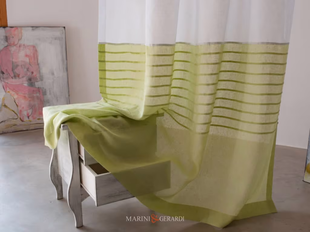 Tende Eleganti Moderne In Lino Balsa Inferiore Colore Verde Mela