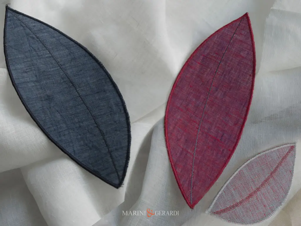 Tende In Lino Nociglia Con Foglie Applicate Artigianalmente Tende In Lino Nociglia Con Foglie Applicate Artigianalmente