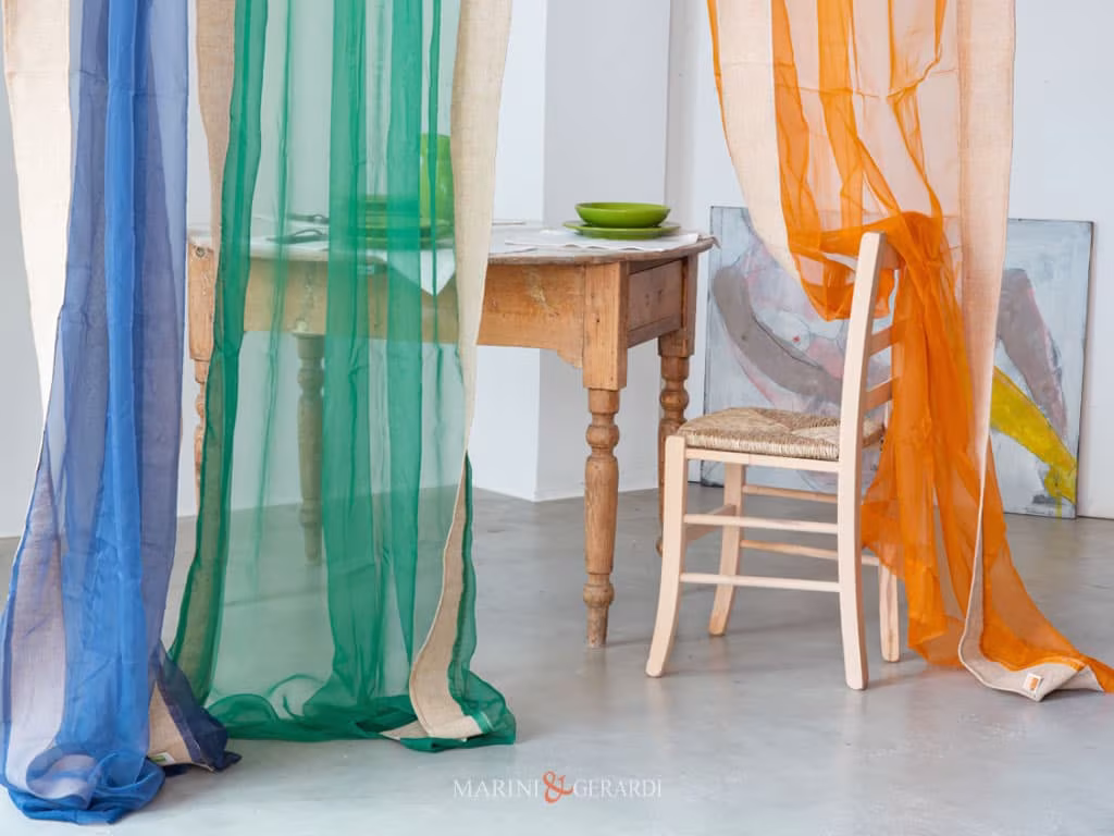 Tende In Voile Organza Confezionate Verde Arancio Tende In Voile Organza Confezionate Verde Arancio