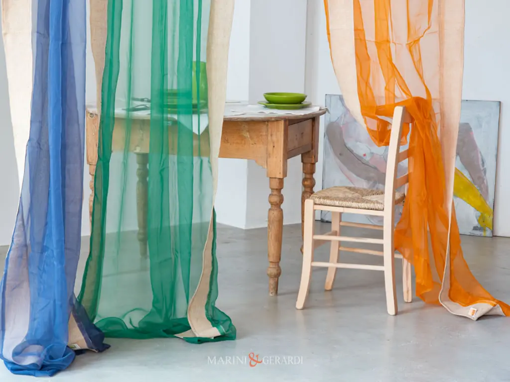 Tende In Voile Organza Confezionate Verde Arancio Tende In Voile Organza Confezionate Verde Arancio