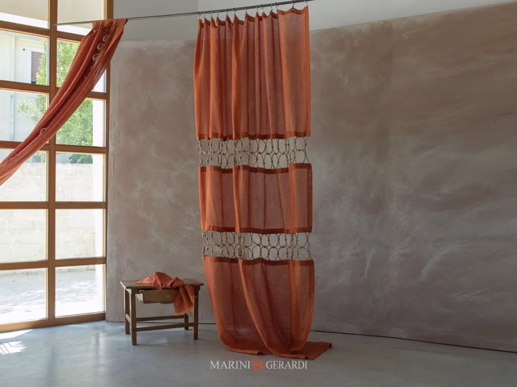 Teseo Tende In Lino Stropicciato Su Misura Arancio Teseo Tende In Lino Stropicciato Su Misura Arancio