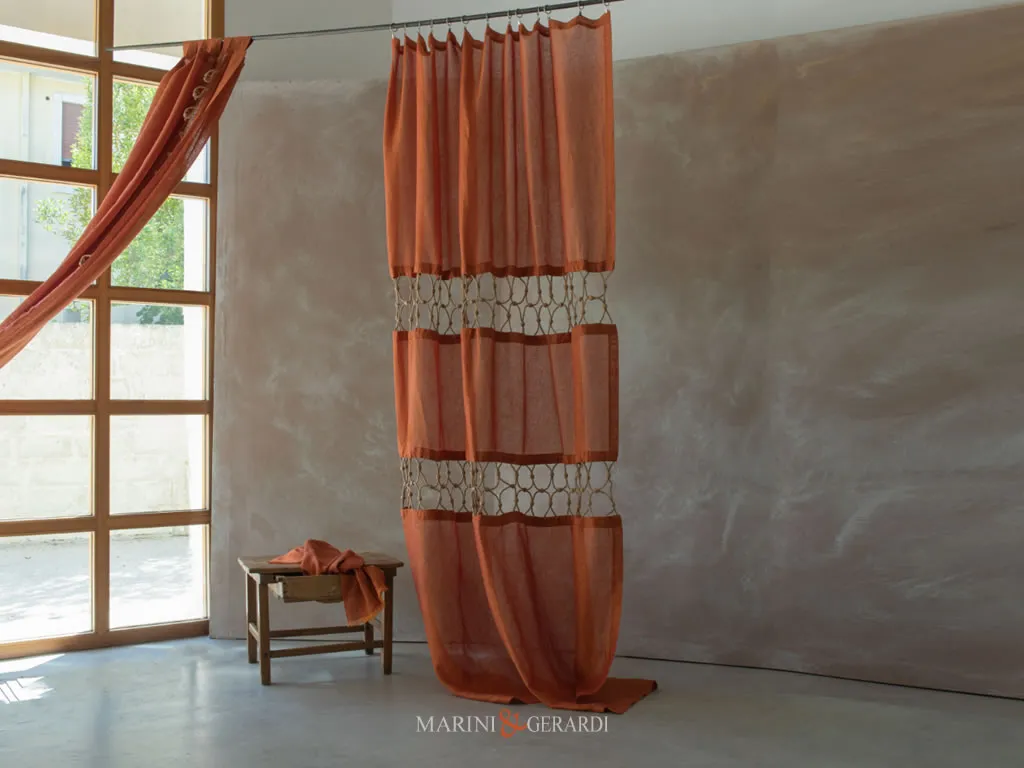Teseo Tende In Lino Stropicciato Su Misura Arancio Teseo Tende In Lino Stropicciato Su Misura Arancio