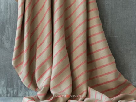 Tessuti Per Tende Di Lino Arredo Interni Righe Carota Rossa FF342