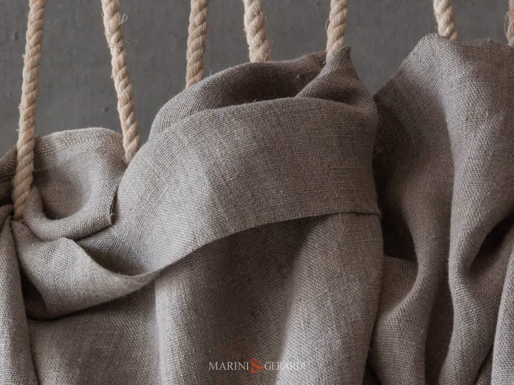Tessuto lino rustico colore naturale per tende tovaglie
