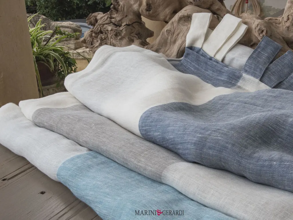 Tessuto A Righe Verticali Puro Lino Made In Italy Per Tende Interni ROSA DEL DESERTO - Tessuti Leggeri per Tende Moderne