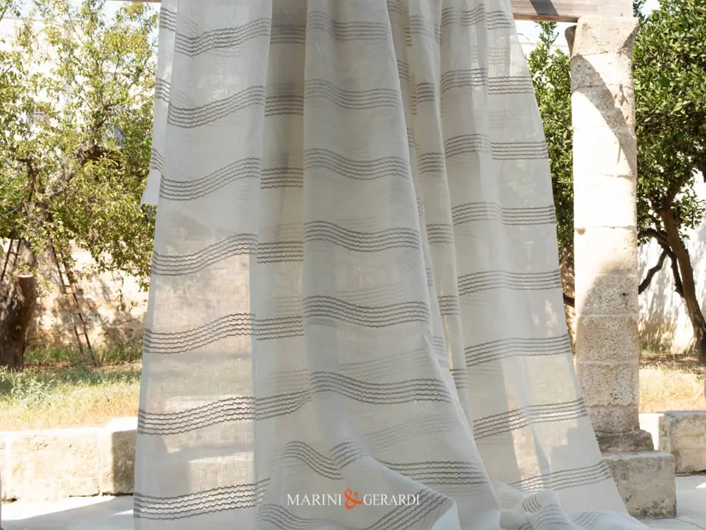 Tessuto Di Lino Leggero Per Tende Righe Trasparenti Inserti In Juta Duomo 17 DUOMO 17 - Tessuto tende garza di lino