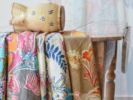 Tessuto Lino Con Fiori Per Tappezzeria Primavera Del Botticelli