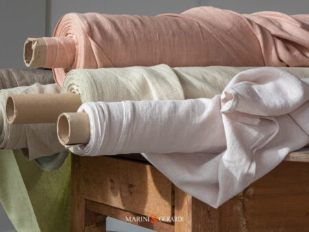 Tessuto Lino Grezzo Italia Salmone Corda Malva Tela Cruda