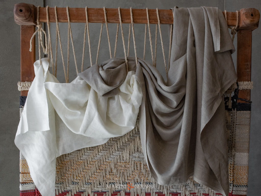 Lino grezzo panna acida colore naturale per tende tovaglie - Marini&Gerardi