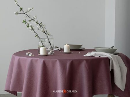 Tessuto Lino Resinato Per Tovaglia Antimacchia Malva