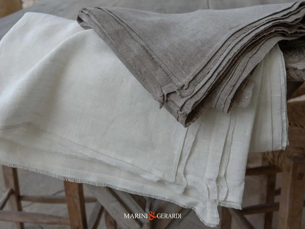 Tessuto Lino Rustico Naturale Corda Bianco Panna Acida - Marini&Gerardi Tessuto Lino Rustico Naturale Corda Bianco Panna Acida
