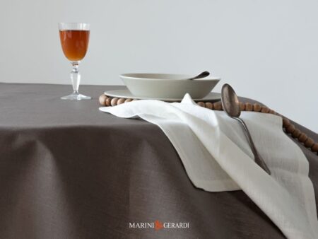 Tovaglia Antimacchia Lino Idrorepellente Colore Marrone