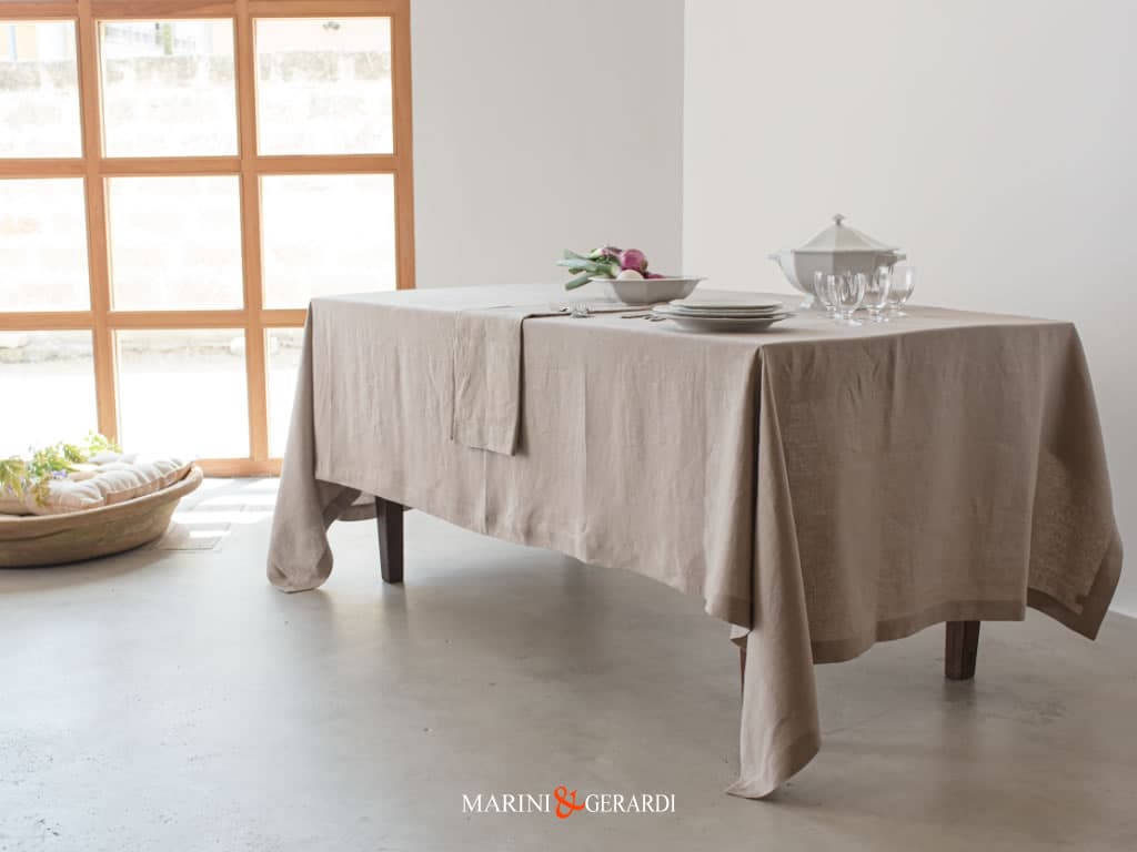 Tovaglie Da Tavola Eleganti Tortora Tropea TROPEA - Tovaglia Lino Moderna colore tortora