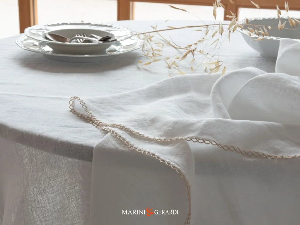 Tovaglie Ricamate In Lino Bianco Agrigento Tovaglie Ricamate In Lino Bianco Agrigento