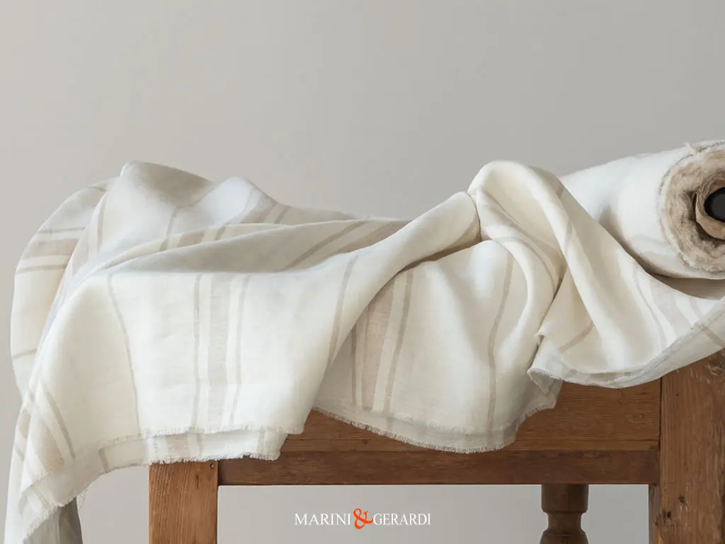 Elegante Tessuto Lino Panna Righe Ecru Chiaro Per Tende Tavola i migliori Tessuti per Tende in lino Panna Righe Ecru Chiaro Per Tende Tavola