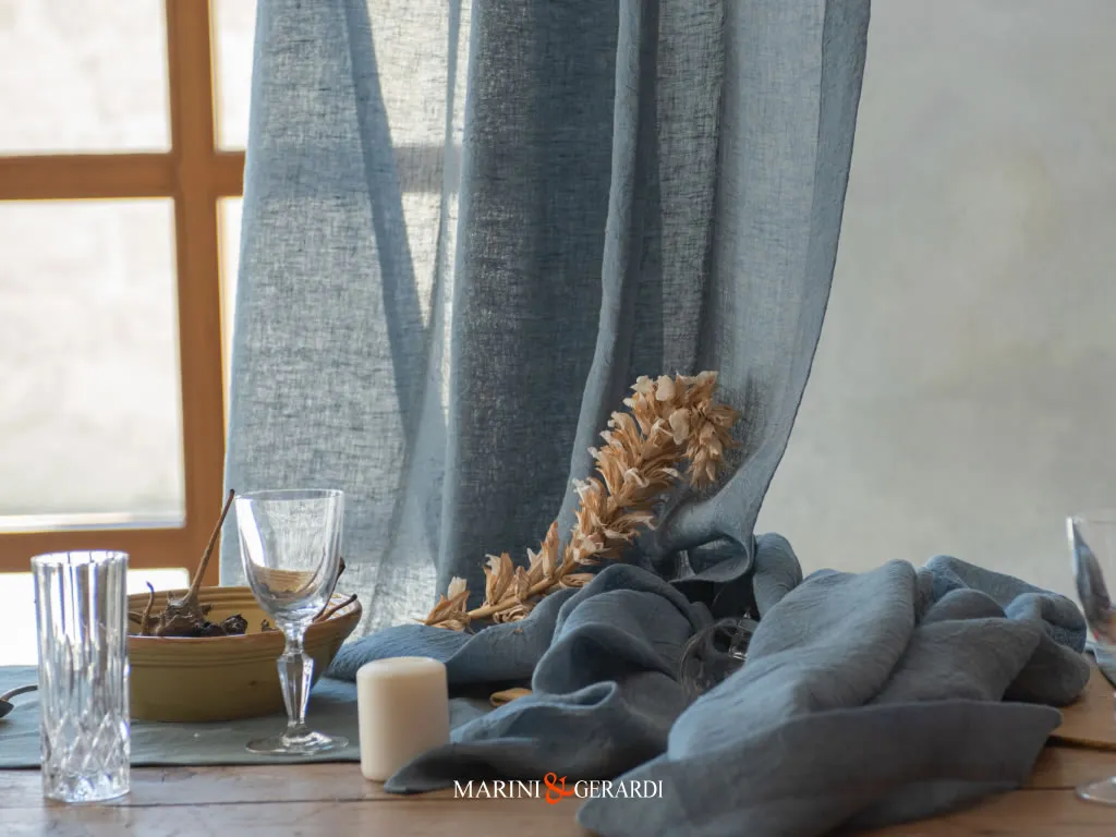 Tende Lino Stropicciato Per Interni Moderni Classici Blu Avio Tende Lino Stropicciato Per Interni Moderni Classici Blu Avio