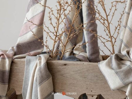 Tessuto Misto Lino A Righe Per Tappezzeria