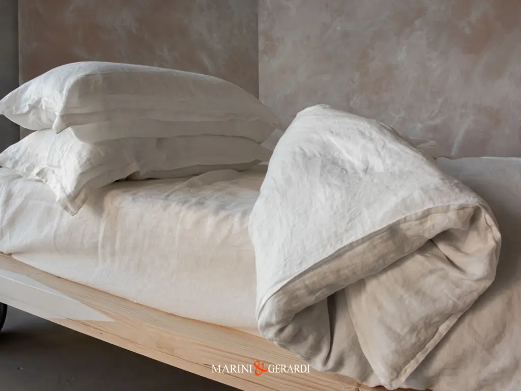 Copripiumino Letto In Lino Acaya Bianco Panna Con Federe Copripiumino Letto In Lino Acaya Bianco Panna Con Federe