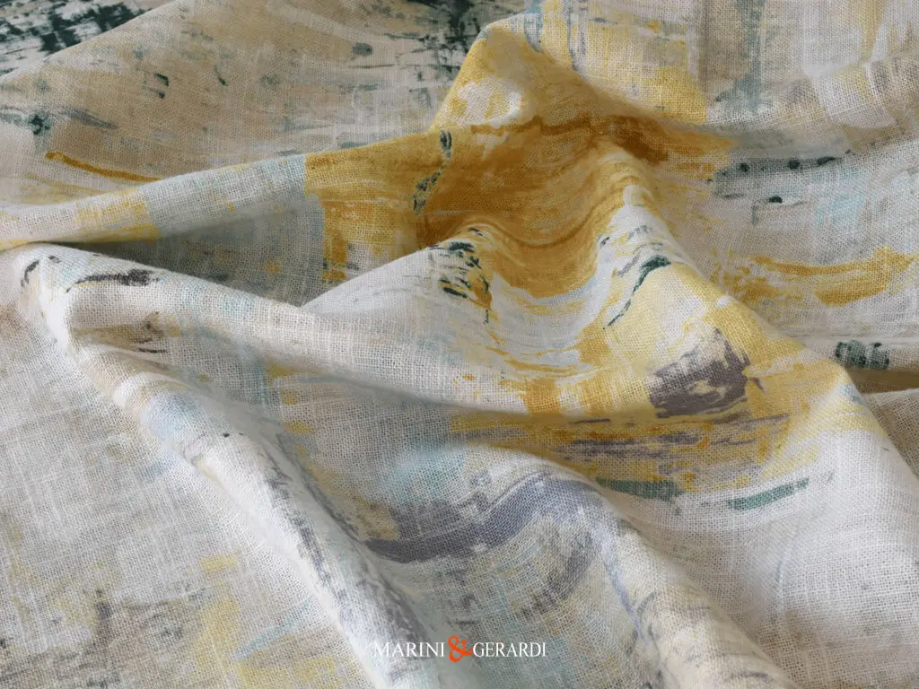 Stoffa Tappezzeria Divani Lino Viscosa Oltrremare Senape Panna Stoffa Tappezzeria Divani Lino Viscosa Oltrremare Senape Panna