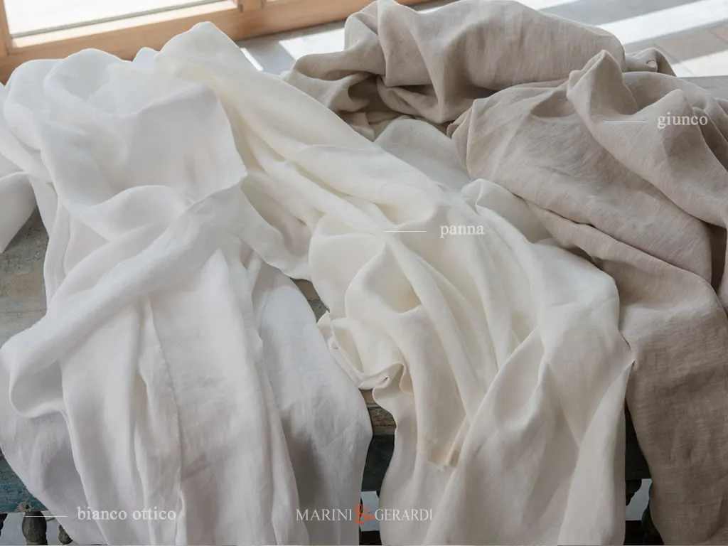 Tessuto Lino Bianco Ottico Panna Giunco Basic Acaya Tessuto Lino Bianco Ottico Panna Giunco Basic Acaya