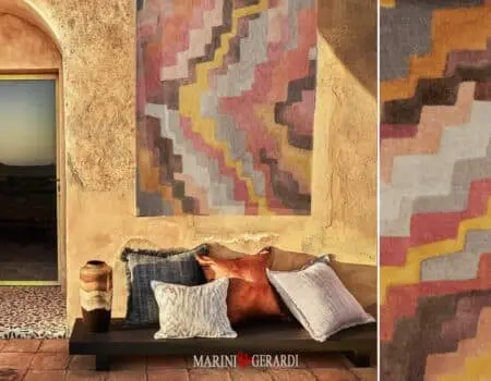 Tessuto Per Pannelli Decorativi In Velluto Design Zigzag Colore Soleggiato 02 A