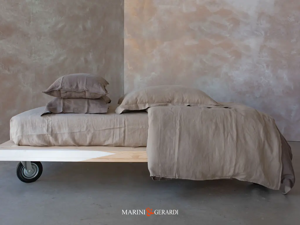 Duchessa Letto Copripiumini Matrimoniali O Singoli In Lino Soft Tortora DUCHESSA - Lenzuola Sopra in Lino | Biancheria Letto