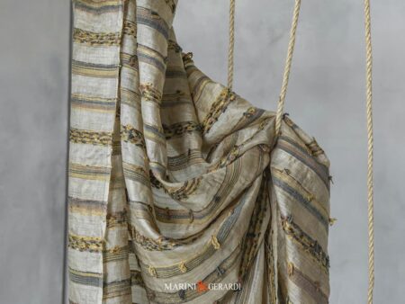 Tessuti Per Tende In Pura Seta Righe Verde Argento Giallo