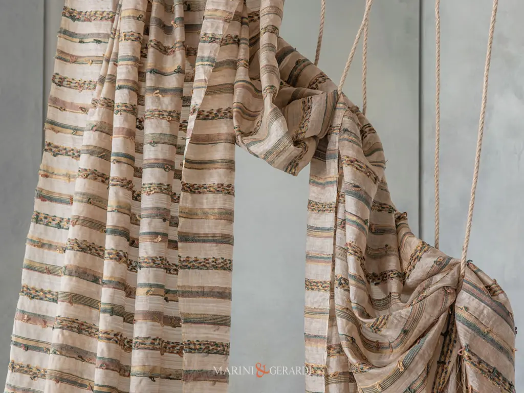 Tessuto Organza Di Seta Per Tende Righe Verde Argento Giallo Tessuto Organza Di Seta Per Tende Righe Verde Argento Giallo