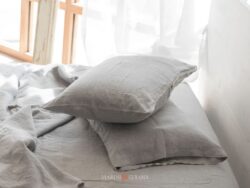 Set Lenzuola In Lino Cenere Federe Cuscini 02