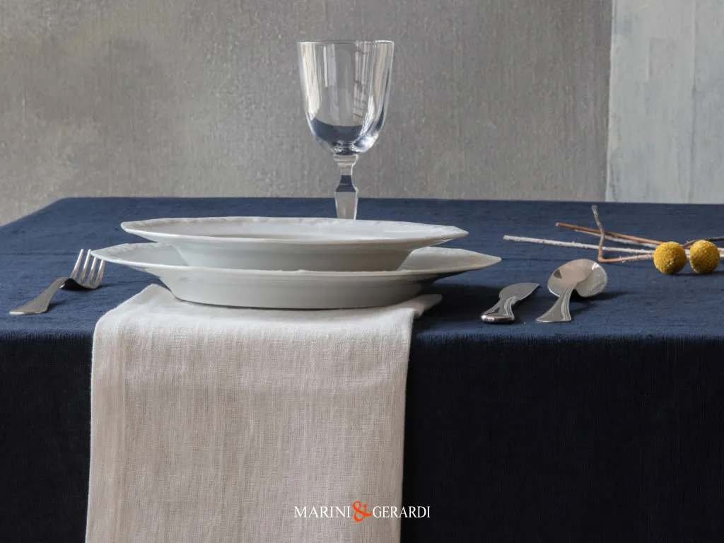 Home Tovaglie Eleganti Moderne Blu Tovaglioli In Lino Bianchi Home Tovaglie Eleganti Moderne Blu Tovaglioli In Lino Bianchi
