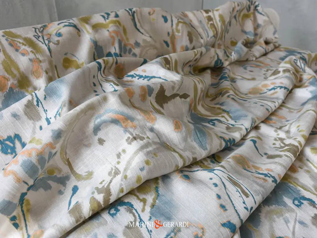 Tessuti Provenzali Lino Design Guache Fiorira Un Giardino Azzurro Su Panna Tessuti Provenzali Lino Design Guache Fiorira Un Giardino Azzurro Su Panna
