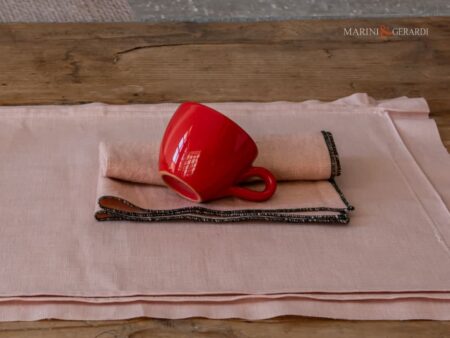 tovaglietta americana antimacchia in lino plisse rosa cipria